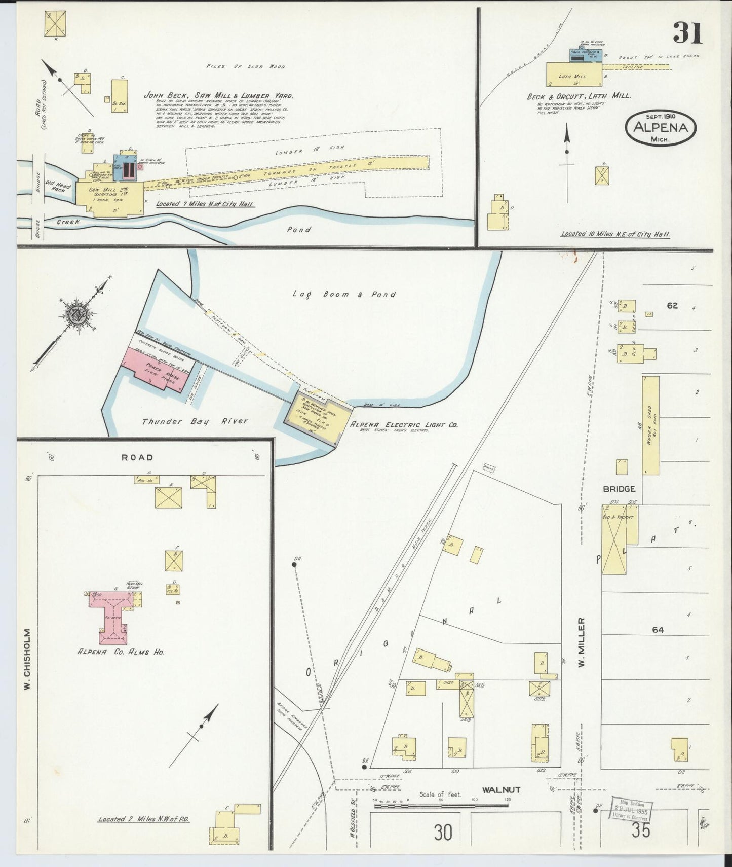Sanborn Fire Insurance Map from Alpena, Alpena County, Michigan (1910), Sheet #0031 - Complete Map Set gallery image, historic Sanborn map, vintage wall art, Michigan Michigan