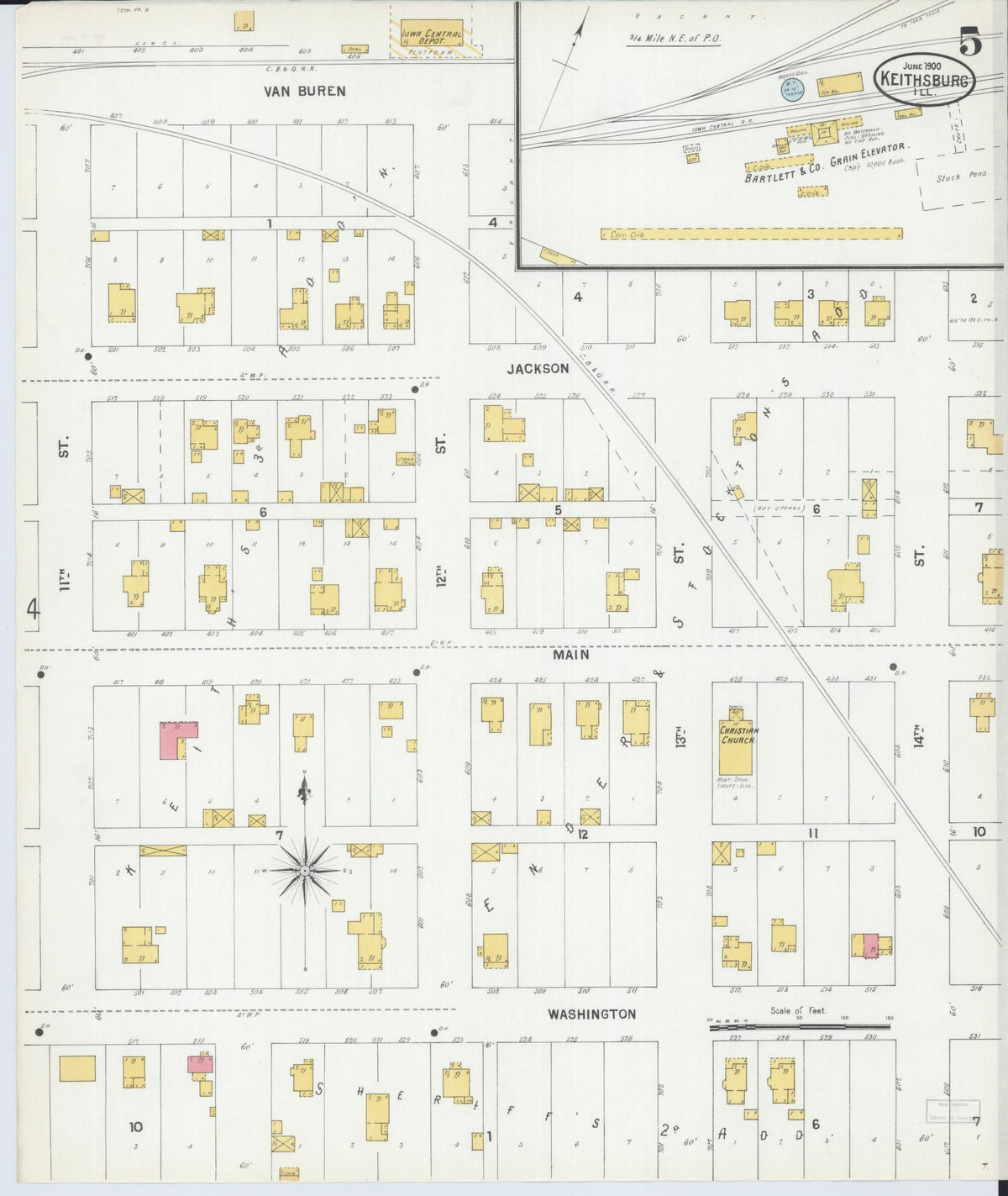 Sanborn Fire Insurance Map from Keithsburg, Mercer County, Illinois (1900), Sheet #0005 - Complete Map Set gallery image, historic Sanborn map, vintage wall art, Illinois Illinois