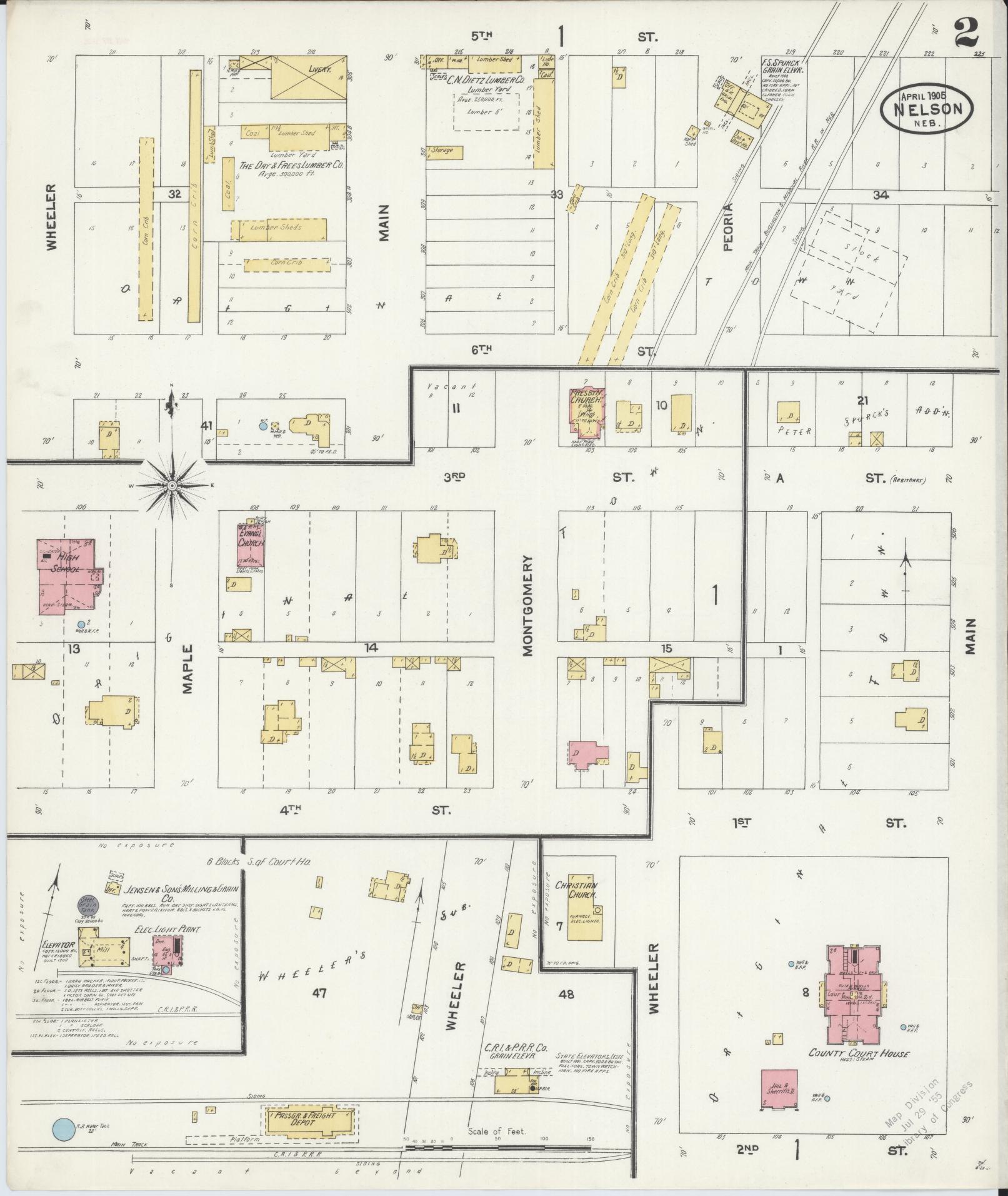 Sanborn Fire Insurance Map from Nelson, Nuckolls County, Nebraska (1905), Sheet #0002 - Historic Sanborn Fire Insurance Map Print, vintage old map wall art, antique decor, genealogy gift, Nebraska Nebraska map