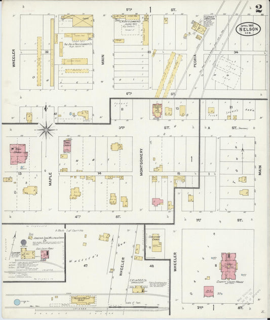 Sanborn Fire Insurance Map from Nelson, Nuckolls County, Nebraska (1905), Sheet #0002 - Historic Sanborn Fire Insurance Map Print, vintage old map wall art, antique decor, genealogy gift, Nebraska Nebraska map