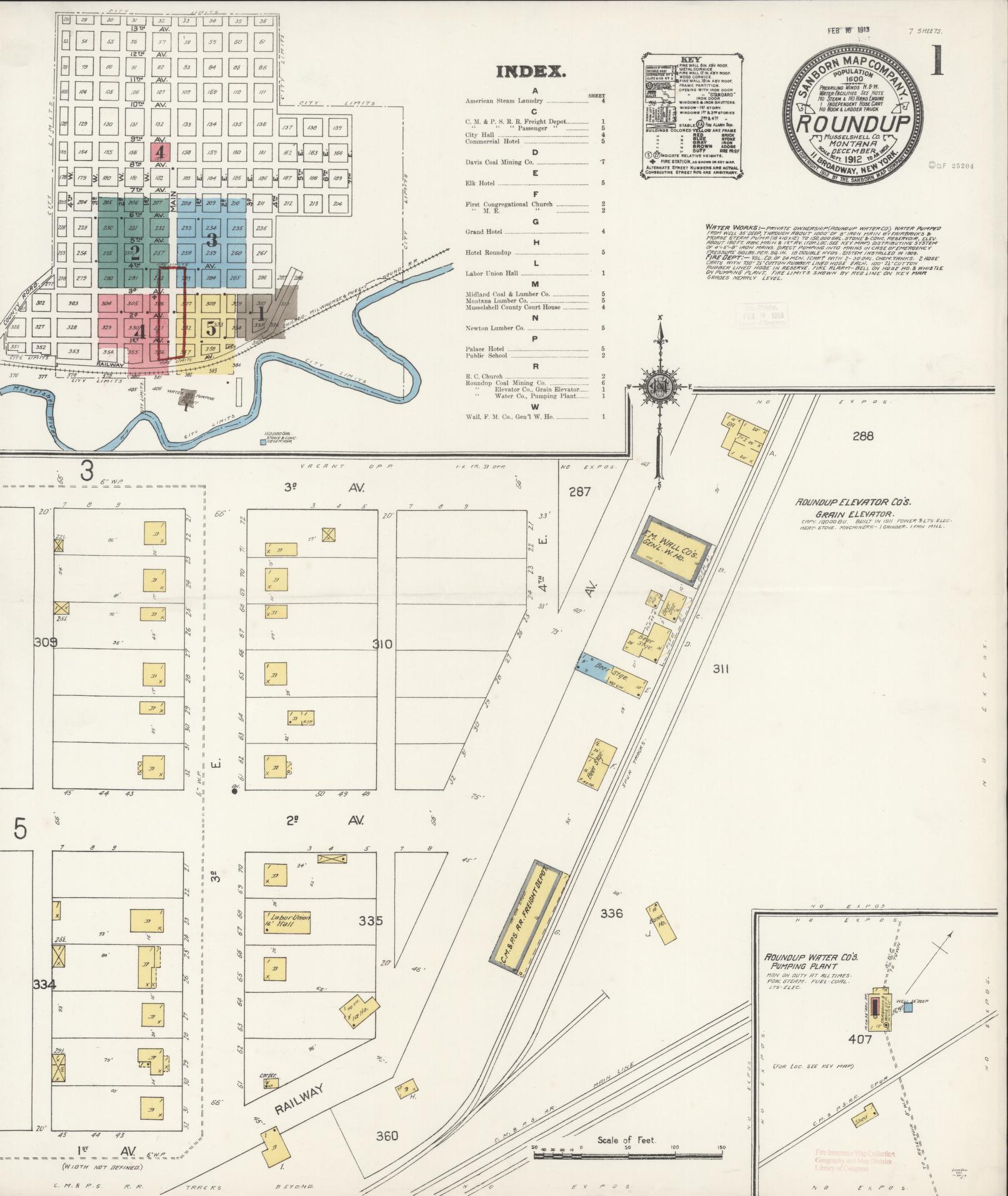 Sanborn Fire Insurance Map from Roundup, Musselshell County, Montana. (1912) – Historic Sanborn Fire Insurance Map Print