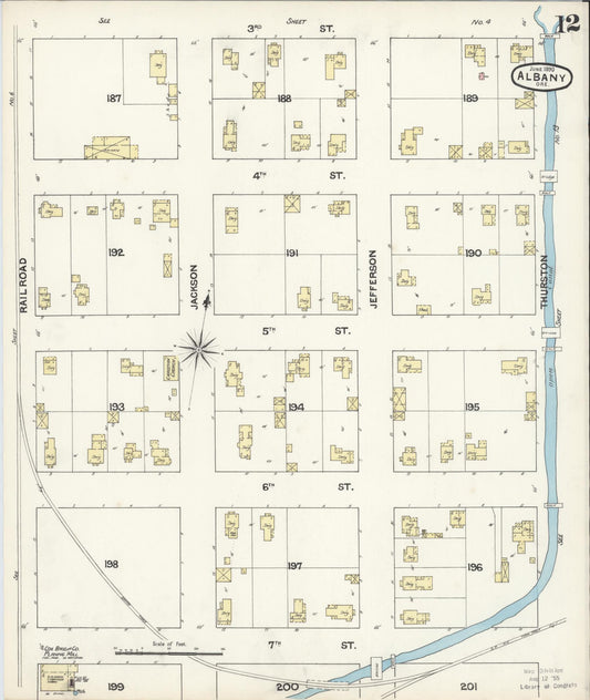 Sanborn Fire Insurance Map from Albany, Linn County, Oregon (1890), Sheet #0012 - Historic Sanborn Fire Insurance Map Print, vintage old map wall art, antique decor, genealogy gift, Oregon Oregon map