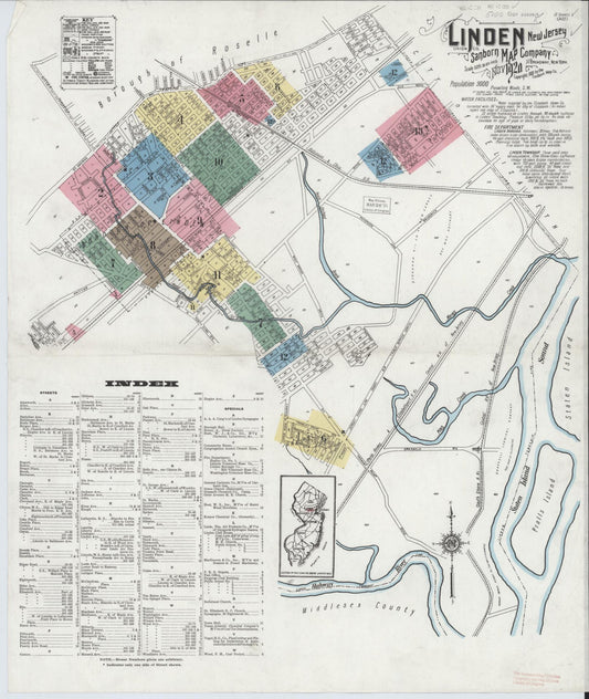 Sanborn Fire Insurance Map from Linden, Union County, New Jersey. (1920) – Historic Sanborn Fire Insurance Map Print