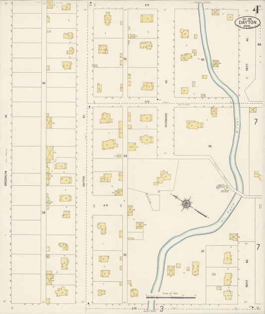 Sanborn Fire Insurance Map from Dayton, Columbia County, Washington (1916), Sheet #0004 - Historic Sanborn Fire Insurance Map Print, vintage old map wall art, antique decor, genealogy gift, Washington Washington map