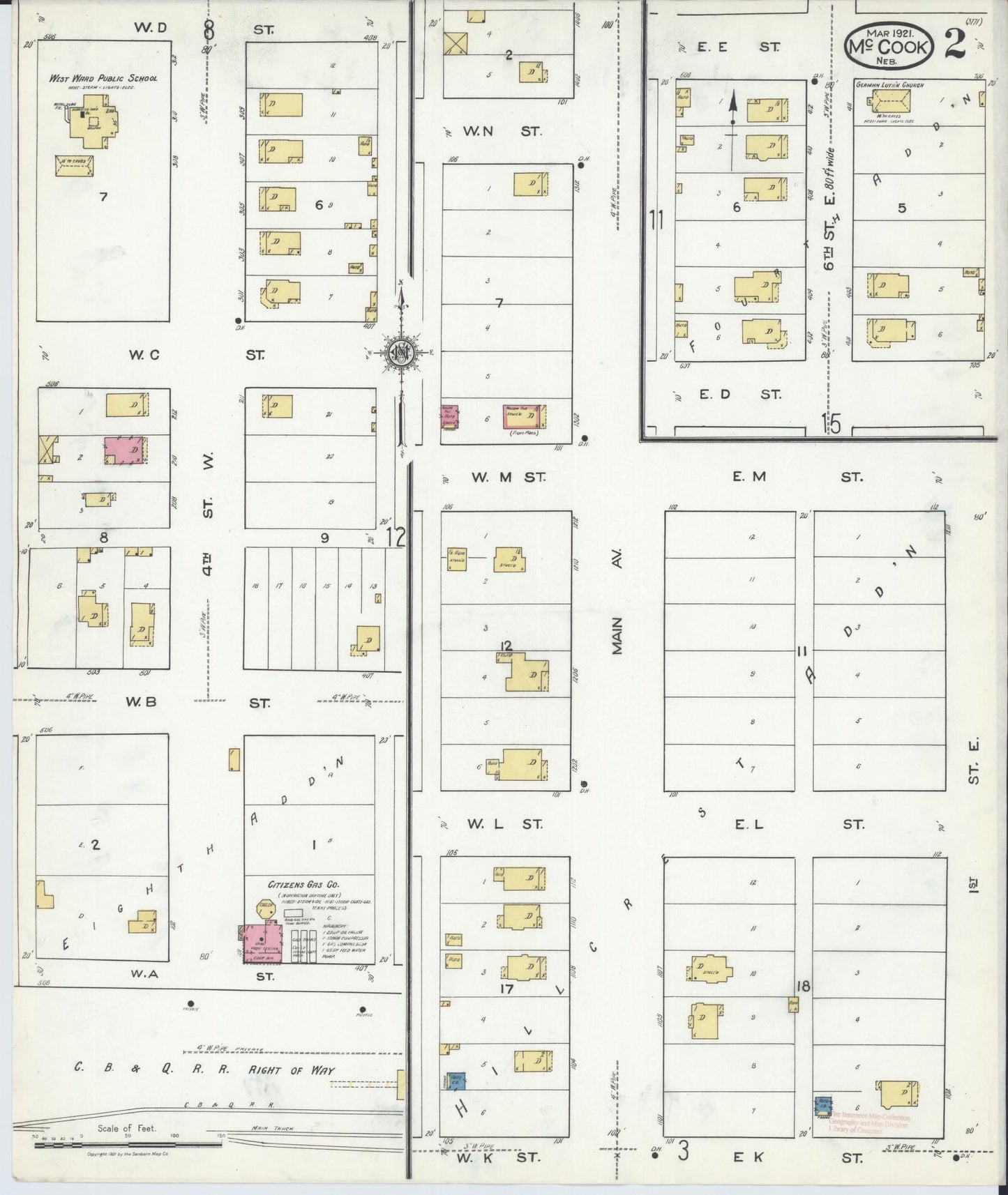 Sanborn Fire Insurance Map from Mccook, Red Willow County, Nebraska (1921), Sheet #0002 - Historic Sanborn Fire Insurance Map Print, vintage old map wall art, antique decor, genealogy gift, Nebraska Nebraska map