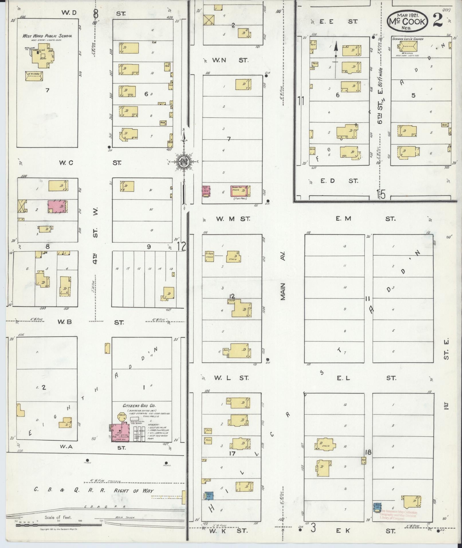 Sanborn Fire Insurance Map from Mccook, Red Willow County, Nebraska (1921), Sheet #0002 - Historic Sanborn Fire Insurance Map Print, vintage old map wall art, antique decor, genealogy gift, Nebraska Nebraska map