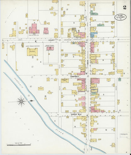 Sanborn Fire Insurance Map from Luray, Page County, Virginia (1902), Sheet #0002 - Complete Map Set gallery image, historic Sanborn map, vintage wall art, Virginia Virginia