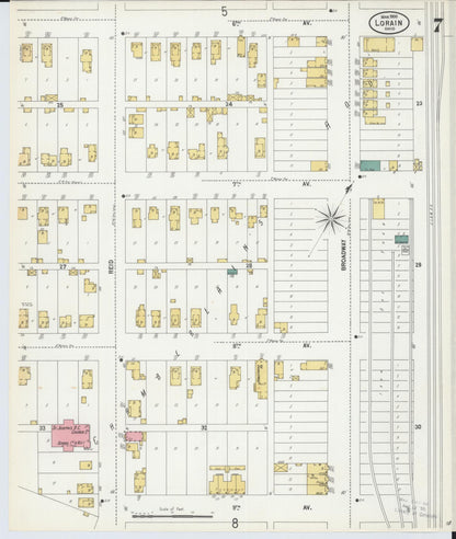 Sanborn Fire Insurance Map from Lorain, Lorain County, Ohio (1900), Sheet #0007 - Complete Map Set gallery image, historic Sanborn map, vintage wall art, Ohio Ohio