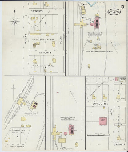 Sanborn Fire Insurance Map from Mount Olive, Macoupin County, Illinois (1894), Sheet #0005 - Complete Map Set gallery image, historic Sanborn map, vintage wall art, Illinois Illinois