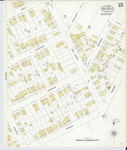 Sanborn Fire Insurance Map from Red Jacket, Houghton County, Michigan (1908), Sheet #0015 - Historic Sanborn Fire Insurance Map Print, vintage old map wall art, antique decor, genealogy gift, Michigan Michigan map