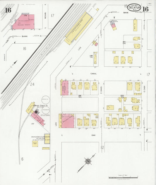 Sanborn Fire Insurance Map from Decatur, Morgan County, Alabama (1927), Sheet #0016 - Historic Sanborn Fire Insurance Map Print, vintage old map wall art, antique decor, genealogy gift, Alabama Alabama map