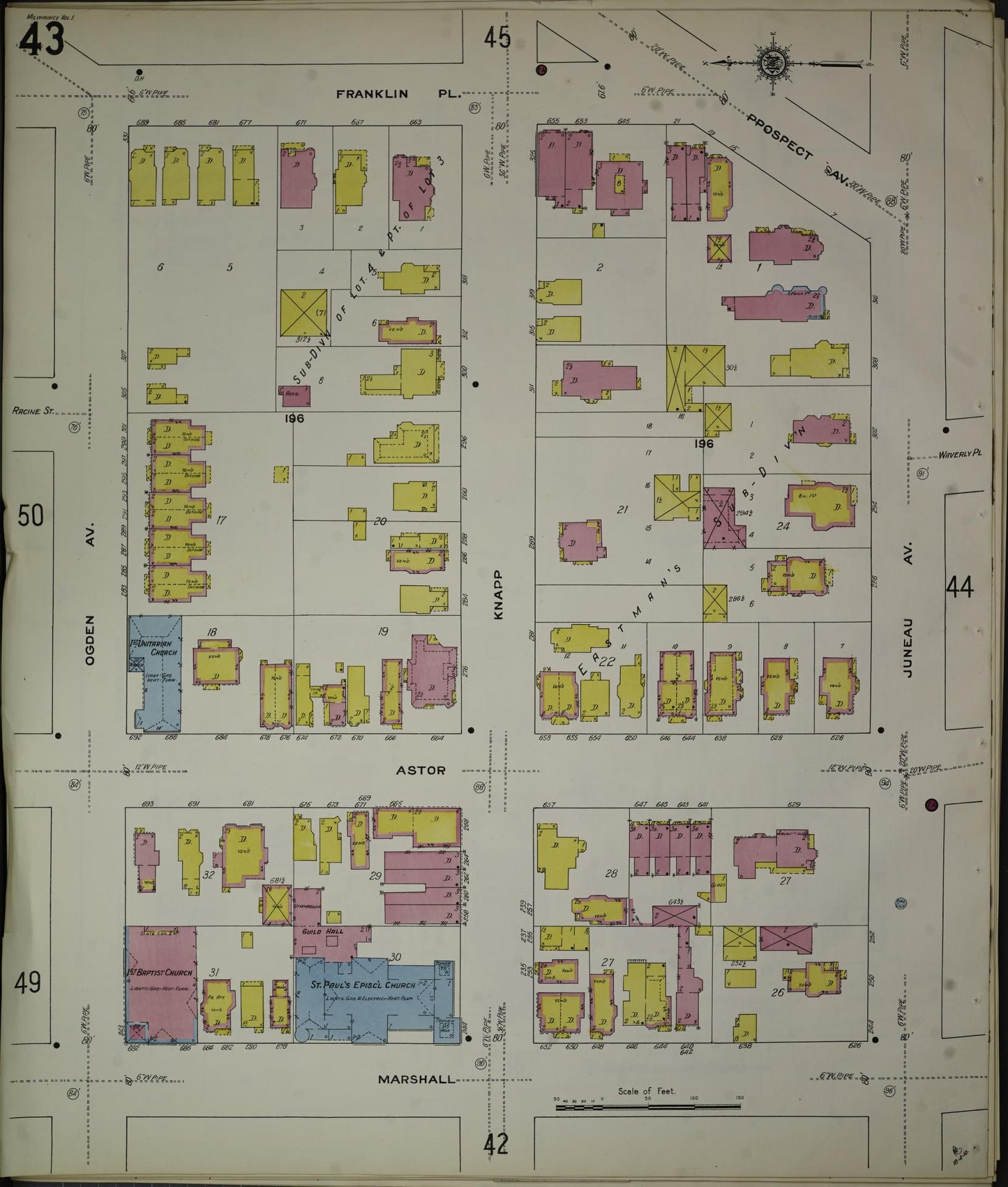 Sanborn Fire Insurance Map from Milwaukee, Milwaukee County, Wisconsin (1910), Sheet #0043 - Complete Map Set gallery image, historic Sanborn map, vintage wall art, Wisconsin Wisconsin