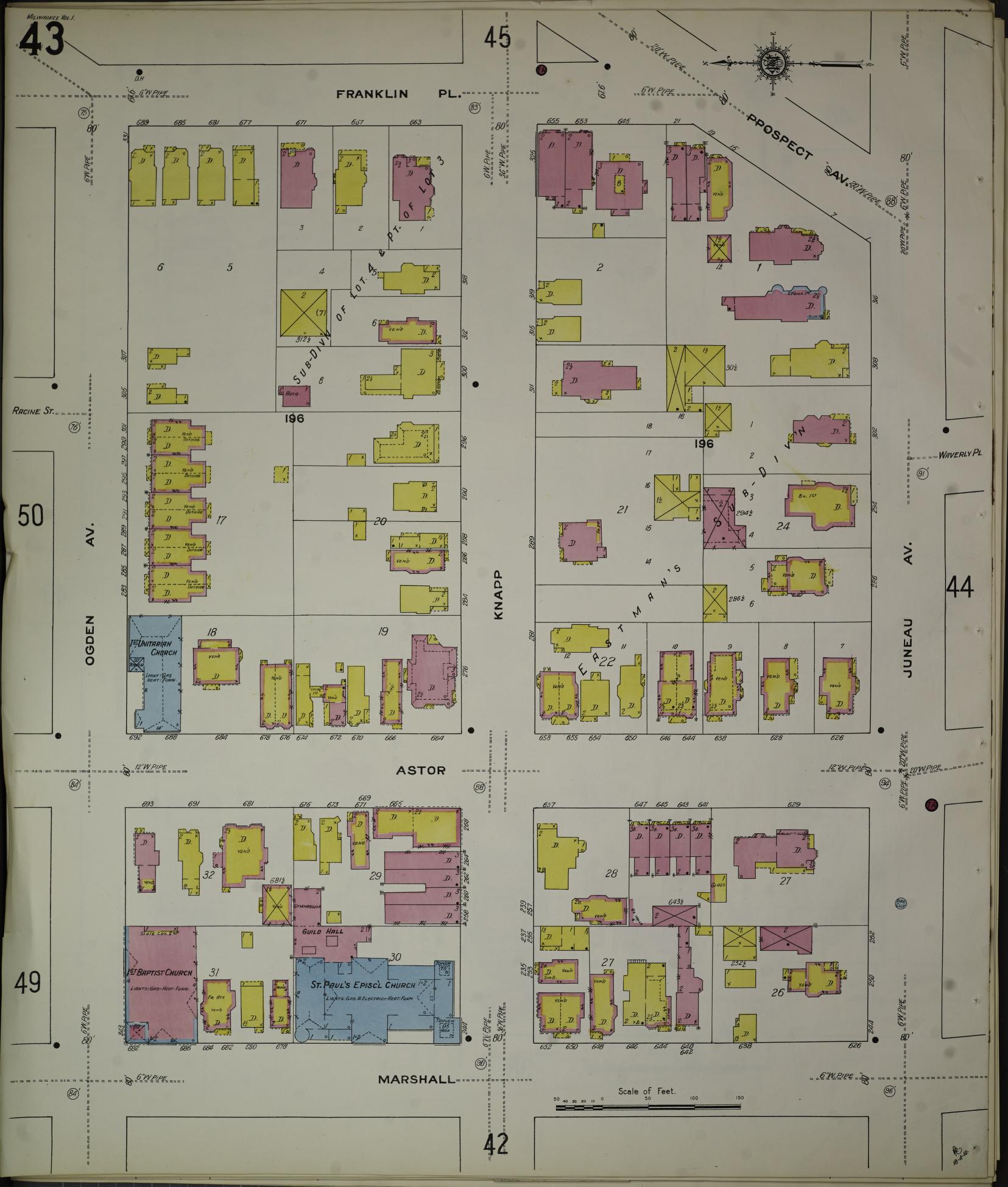 Sanborn Fire Insurance Map from Milwaukee, Milwaukee County, Wisconsin (1910), Sheet #0043 - Complete Map Set gallery image, historic Sanborn map, vintage wall art, Wisconsin Wisconsin