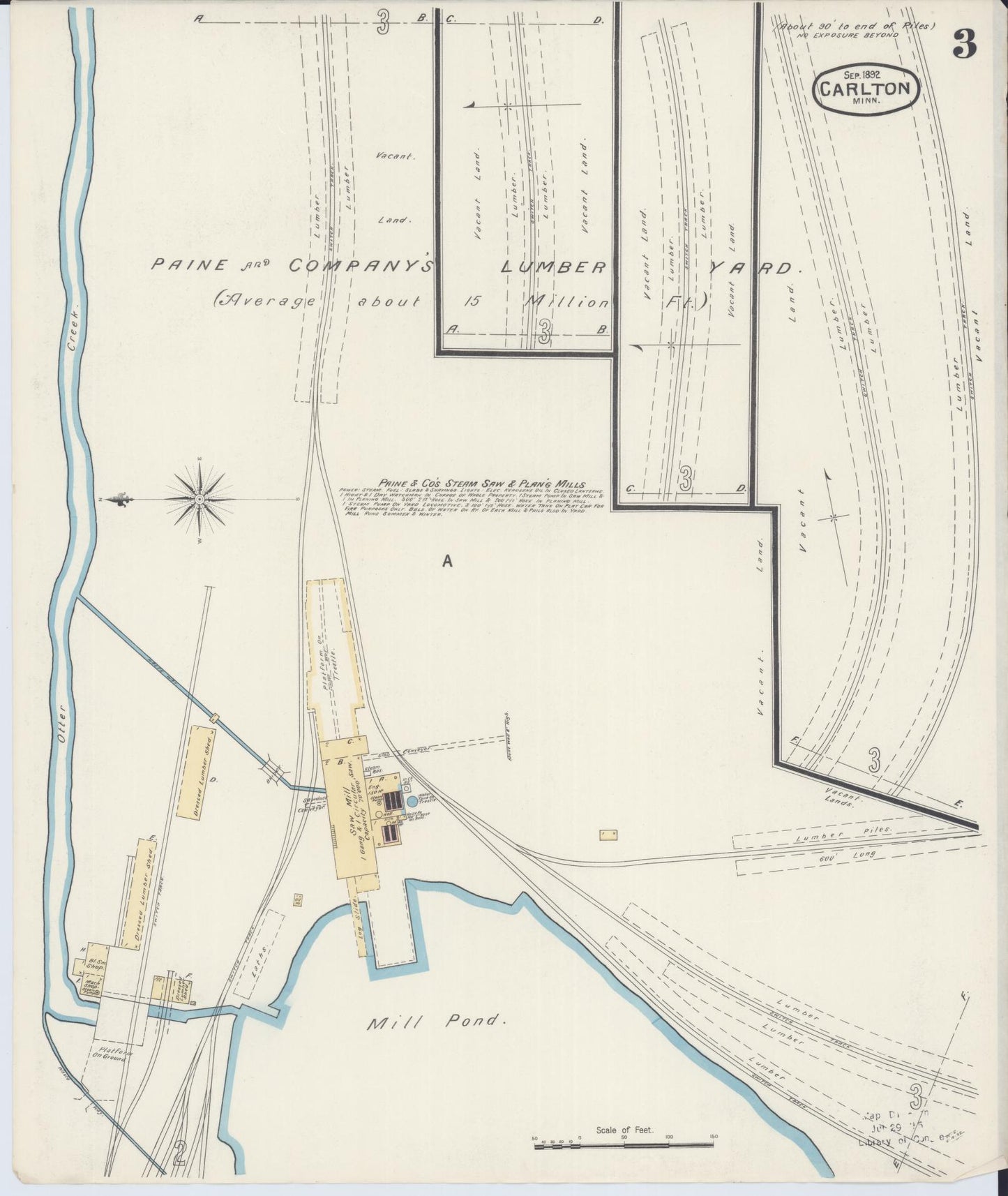 Sanborn Fire Insurance Map from Carlton, Carlton County, Minnesota (1892), Sheet #0003 - Historic Sanborn Fire Insurance Map Print, vintage old map wall art, antique decor, genealogy gift, Minnesota Minnesota map