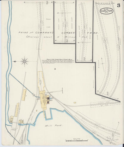 Sanborn Fire Insurance Map from Carlton, Carlton County, Minnesota (1892), Sheet #0003 - Historic Sanborn Fire Insurance Map Print, vintage old map wall art, antique decor, genealogy gift, Minnesota Minnesota map