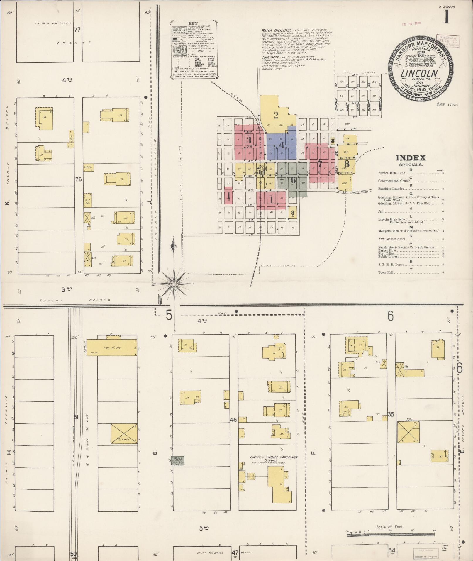 Sanborn Fire Insurance Map from Lincoln, Placer County, California. (1910) – Historic Sanborn Fire Insurance Map Print