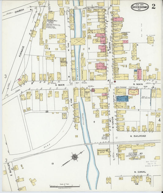 Sanborn Fire Insurance Map from Shickshinny, Luzerne County, Pennsylvania (1919), Sheet #0002 - Historic Sanborn Fire Insurance Map Print, vintage old map wall art, antique decor, genealogy gift, Pennsylvania Pennsylvania map