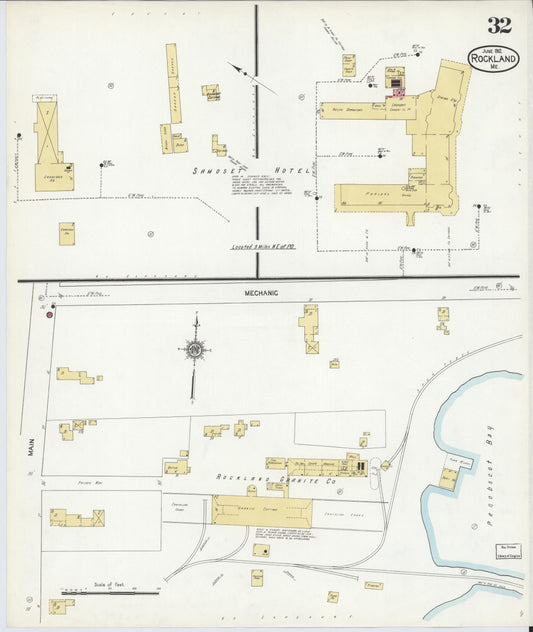 Sanborn Fire Insurance Map from Rockland, Knox County, Maine (1912), Sheet #0032 - Historic Sanborn Fire Insurance Map Print, vintage old map wall art, antique decor, genealogy gift, Maine Maine map