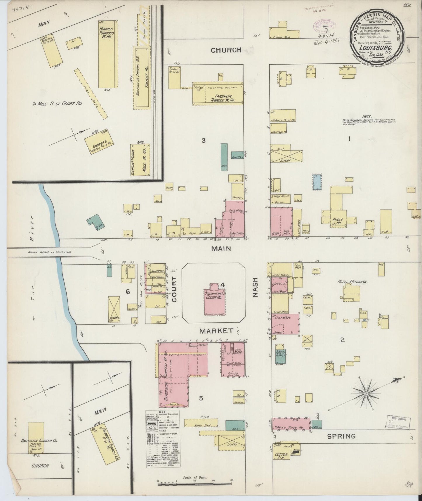Sanborn Fire Insurance Map from Louisburg, Franklin County, North Carolina. (1893) – Historic Sanborn Fire Insurance Map Print