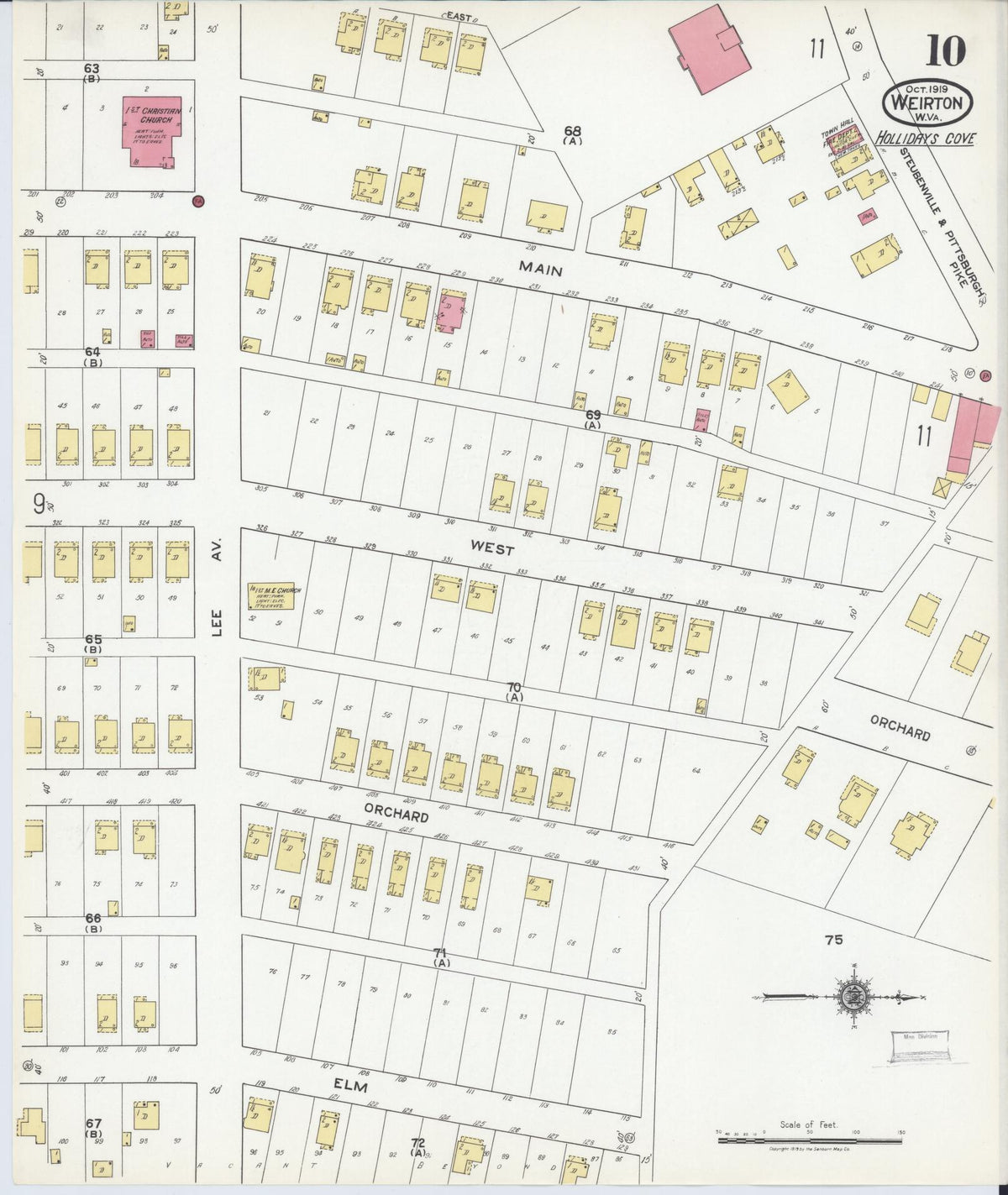 Sanborn Fire Insurance Map from Weirton, Hancock County, West Virginia (1919), Sheet #0010 - Complete Map Set gallery image, historic Sanborn map, vintage wall art, West Virginia West Virginia