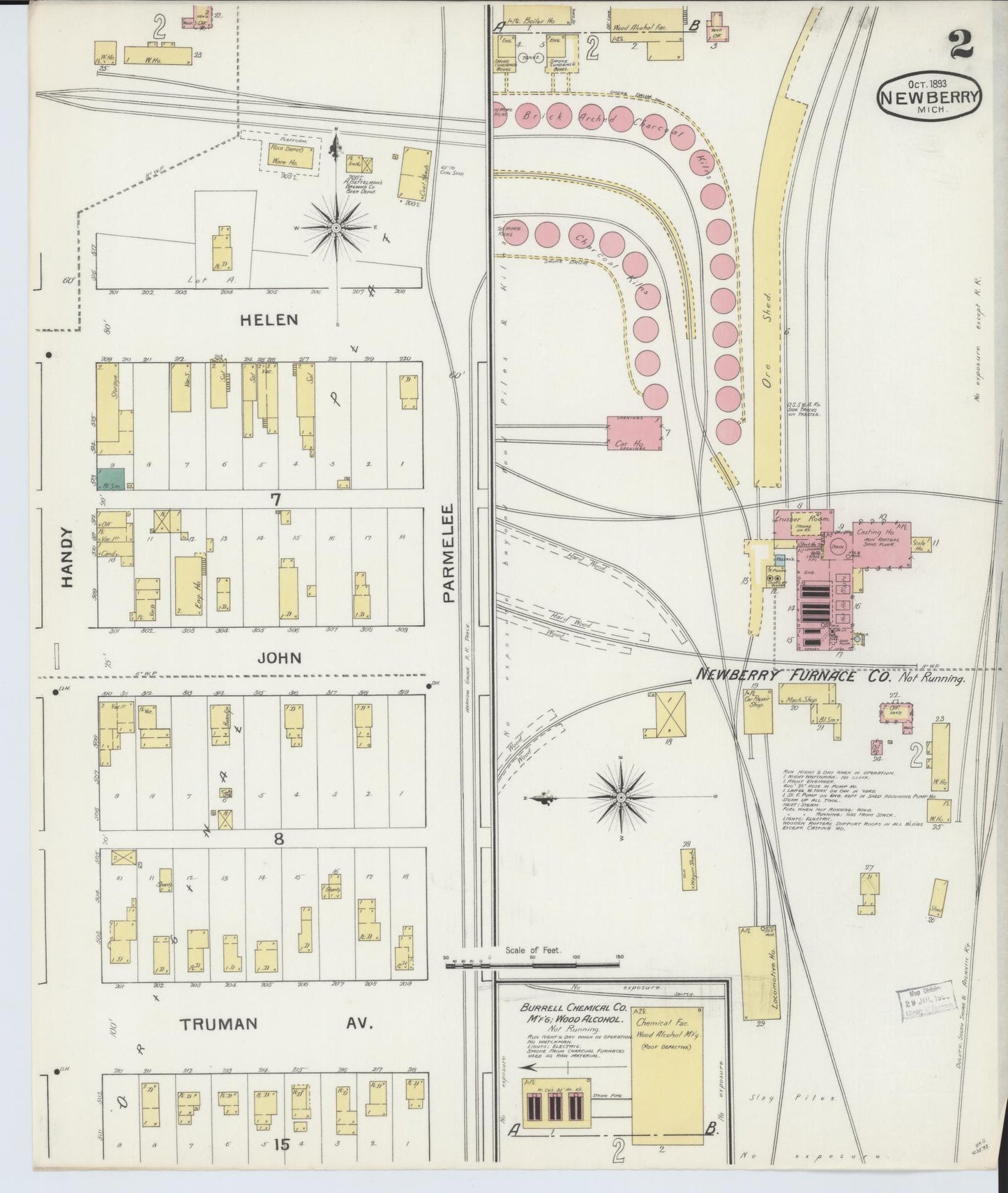 Sanborn Fire Insurance Map from Newberry, Luce County, Michigan (1893), Sheet #0002 - Complete Map Set gallery image, historic Sanborn map, vintage wall art, Michigan Michigan