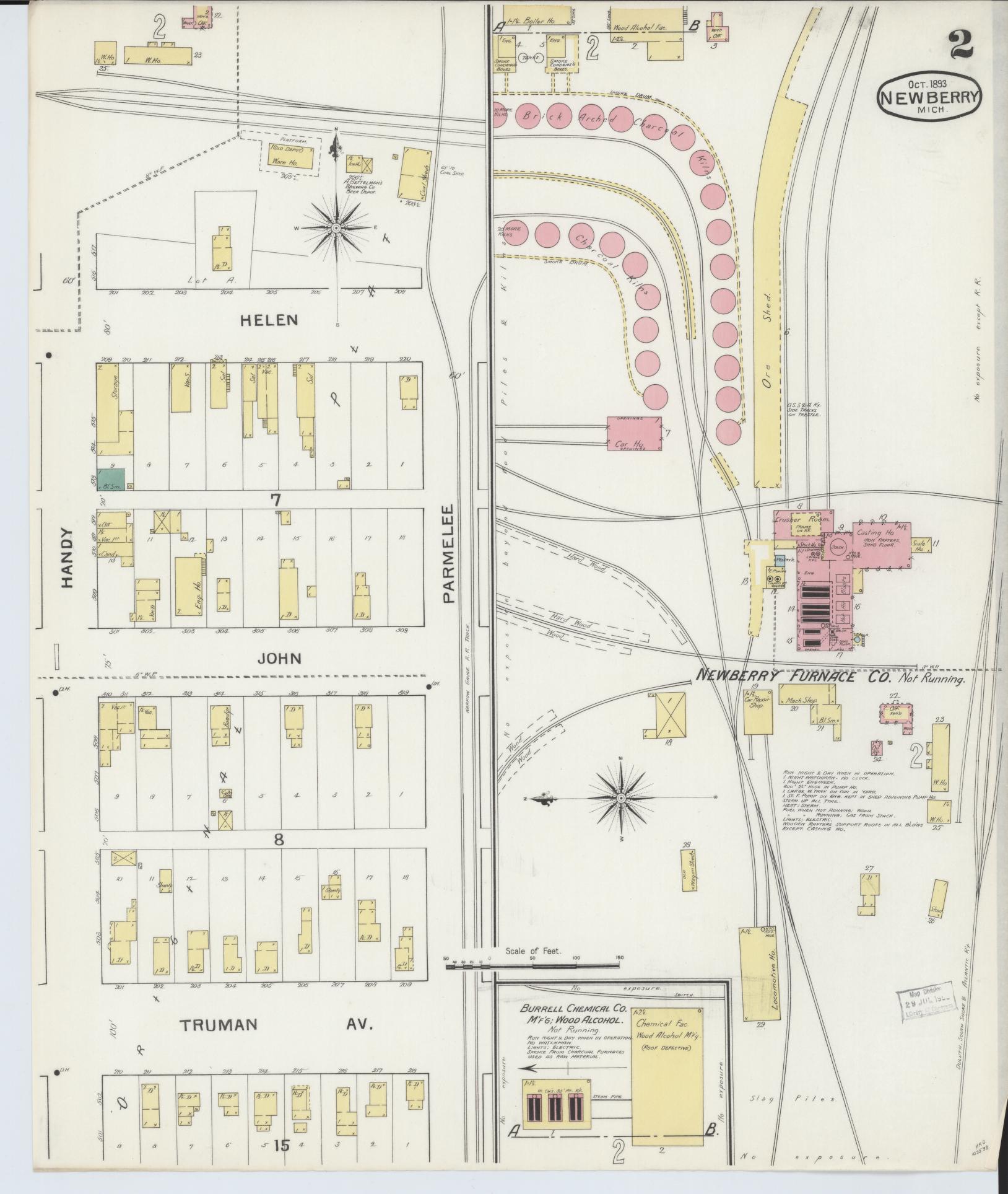 Sanborn Fire Insurance Map from Newberry, Luce County, Michigan (1893), Sheet #0002 - Complete Map Set gallery image, historic Sanborn map, vintage wall art, Michigan Michigan