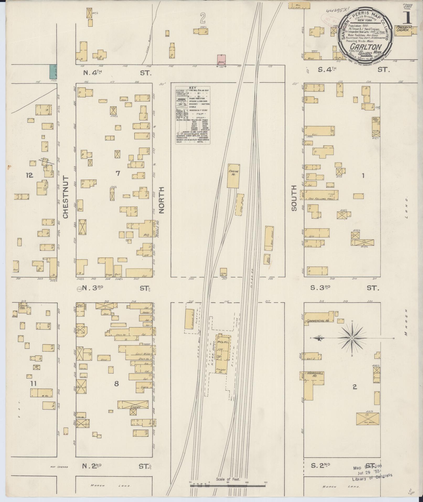 Sanborn Fire Insurance Map from Carlton, Carlton County, Minnesota (1892), Sheet #0001 - Complete Map Set gallery image, historic Sanborn map, vintage wall art, Minnesota Minnesota