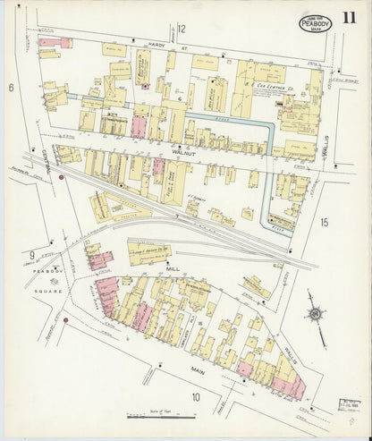 Sanborn Fire Insurance Map from Peabody, Essex County, Massachusetts (1914), Sheet #0011 - Complete Map Set gallery image, historic Sanborn map, vintage wall art, Massachusetts Massachusetts
