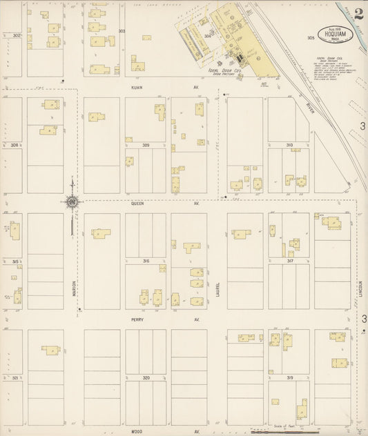Sanborn Fire Insurance Map from Hoquiam, Grays Harbor County, Washington (1916), Sheet #0002 - Historic Sanborn Fire Insurance Map Print, vintage old map wall art, antique decor, genealogy gift, Washington Washington map