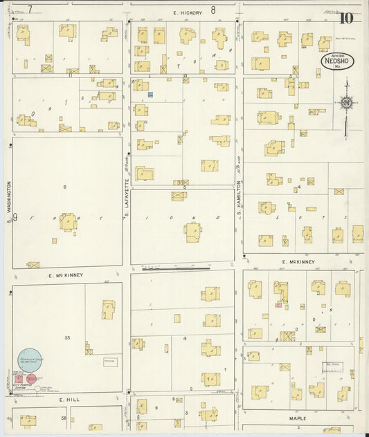 Sanborn Fire Insurance Map from Neosho, Newton County, Missouri (1916), Sheet #0010 - Historic Sanborn Fire Insurance Map Print, vintage old map wall art, antique decor, genealogy gift, Missouri Missouri map