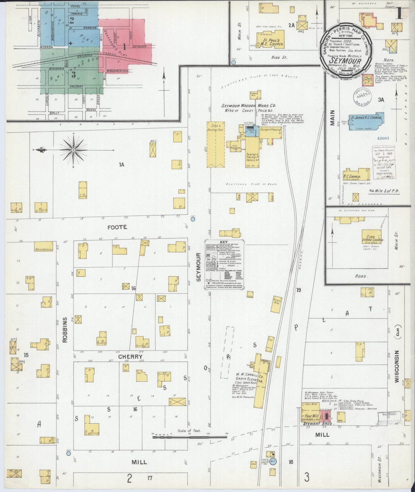 Sanborn Fire Insurance Map from Seymour, Outagamie County, Wisconsin (1900), Sheet #0001 - Complete Map Set gallery image, historic Sanborn map, vintage wall art, Wisconsin Wisconsin