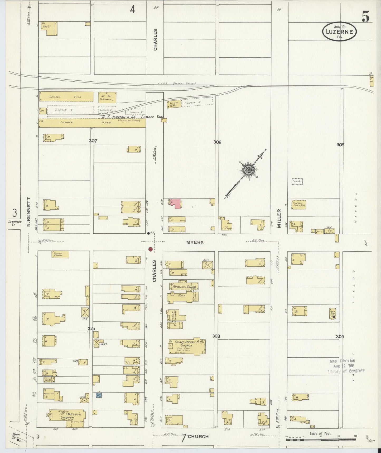 Sanborn Fire Insurance Map from Luzerne, Luzerne County, Pennsylvania (1911), Sheet #0005 - Complete Map Set gallery image, historic Sanborn map, vintage wall art, Pennsylvania Pennsylvania