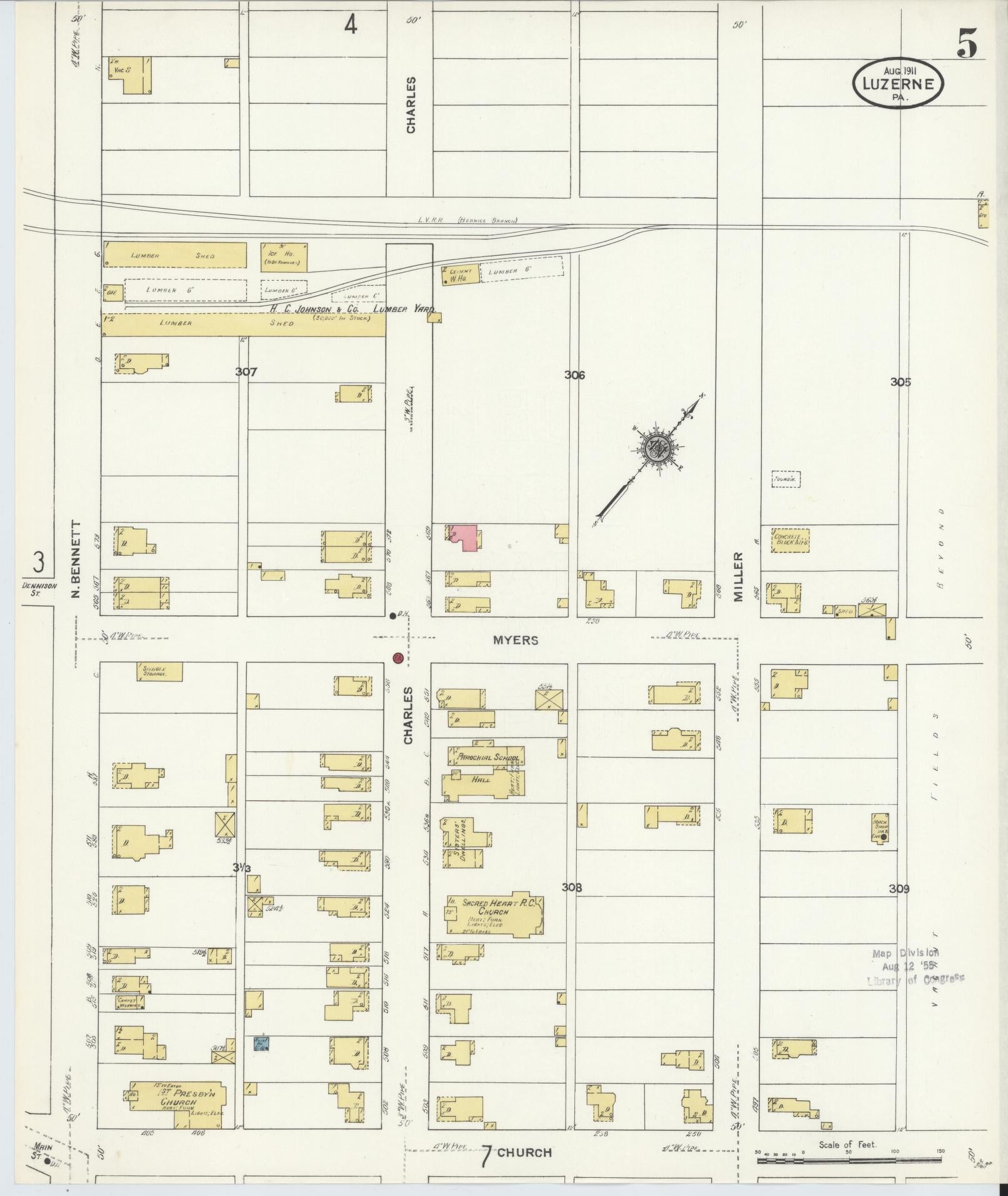 Sanborn Fire Insurance Map from Luzerne, Luzerne County, Pennsylvania (1911), Sheet #0005 - Complete Map Set gallery image, historic Sanborn map, vintage wall art, Pennsylvania Pennsylvania