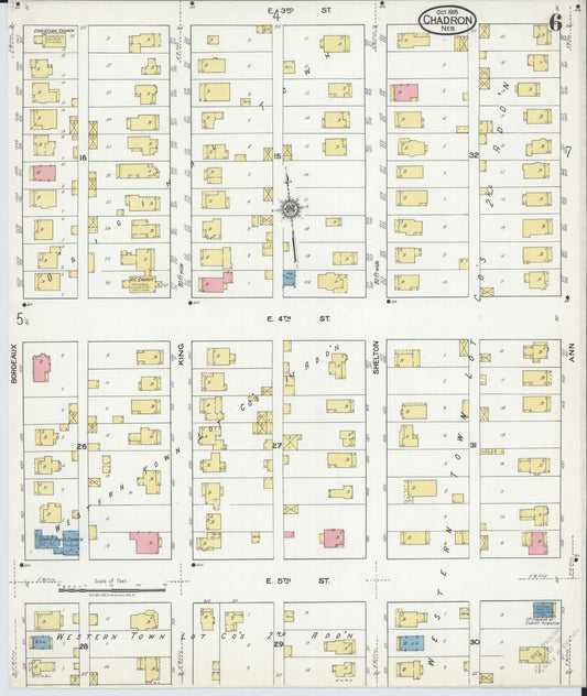 Sanborn Fire Insurance Map from Chadron, Dawes County, Nebraska (1918), Sheet #0006 - Historic Sanborn Fire Insurance Map Print, vintage old map wall art, antique decor, genealogy gift, Nebraska Nebraska map