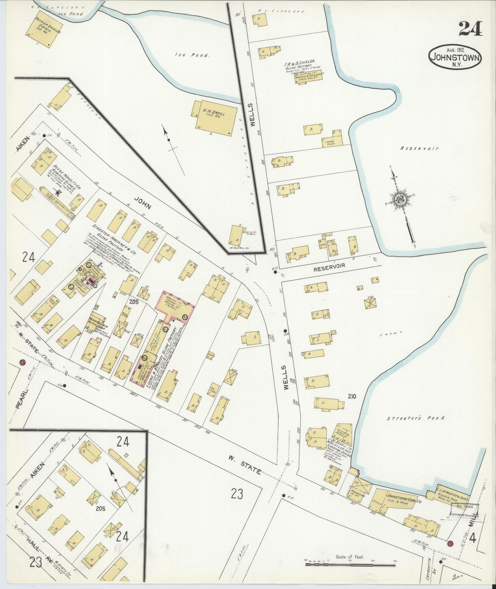 Sanborn Fire Insurance Map from Johnstown, Fulton County, New York (1912), Sheet #0024 - Complete Map Set gallery image, historic Sanborn map, vintage wall art, New York New York