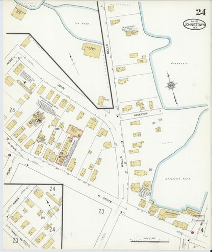 Sanborn Fire Insurance Map from Johnstown, Fulton County, New York (1912), Sheet #0024 - Complete Map Set gallery image, historic Sanborn map, vintage wall art, New York New York