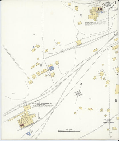 Sanborn Fire Insurance Map from Eureka, Juab County, Utah (1908), Sheet #0004 - Complete Map Set gallery image, historic Sanborn map, vintage wall art, Utah Utah