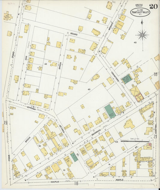 Sanborn Fire Insurance Map from Pawtuxet Valley, Kent and Providence Counties, Rhode Island (1903), Sheet #0020 - Historic Sanborn Fire Insurance Map Print, vintage old map wall art, antique decor, genealogy gift, Washington Washington map