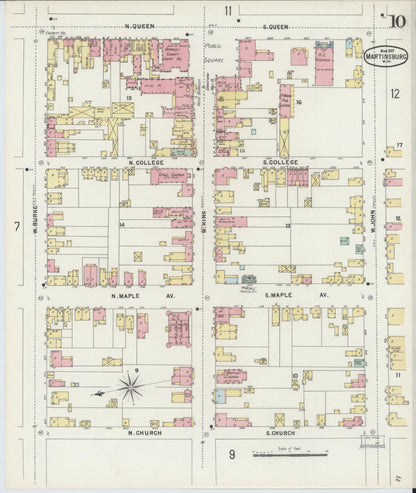 Sanborn Fire Insurance Map from Martinsburg, Berkeley County, West Virginia (1897), Sheet #0010 - Complete Map Set gallery image, historic Sanborn map, vintage wall art, West Virginia West Virginia