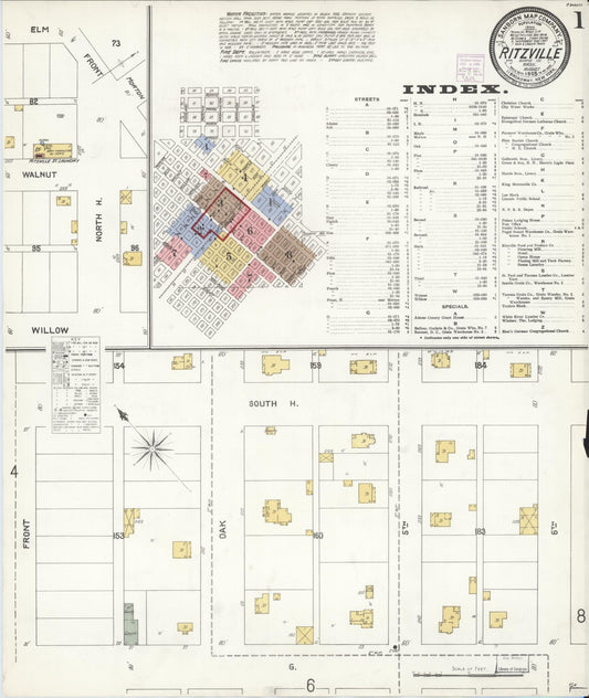 Sanborn Fire Insurance Map from Ritzville, Adams County, Washington (1905), Sheet #0001 - Complete Map Set gallery image, historic Sanborn map, vintage wall art, Washington Washington