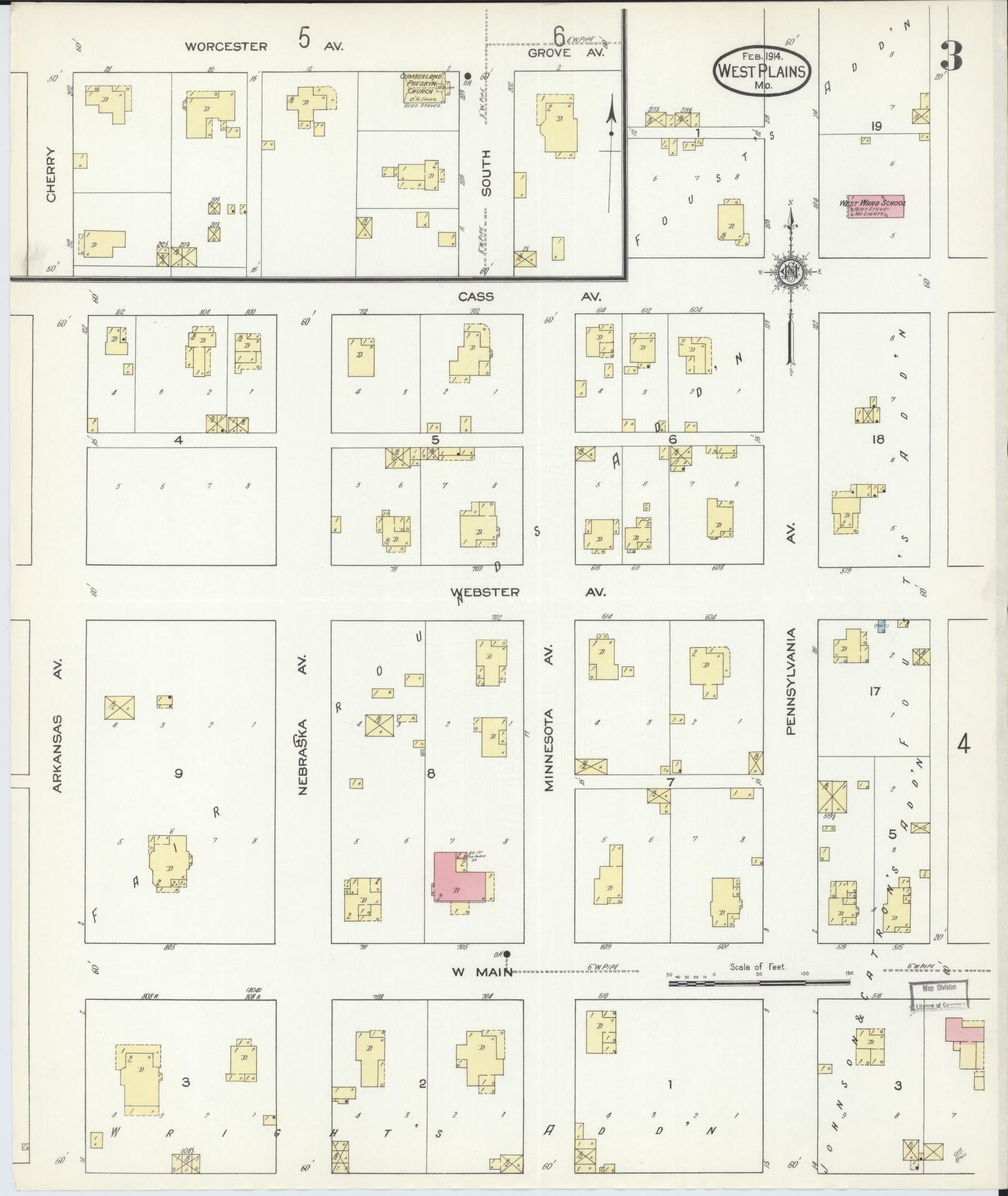 Sanborn Fire Insurance Map from West Plains, Howell County, Missouri (1914), Sheet #0003 - Historic Sanborn Fire Insurance Map Print, vintage old map wall art, antique decor, genealogy gift, Missouri Missouri map