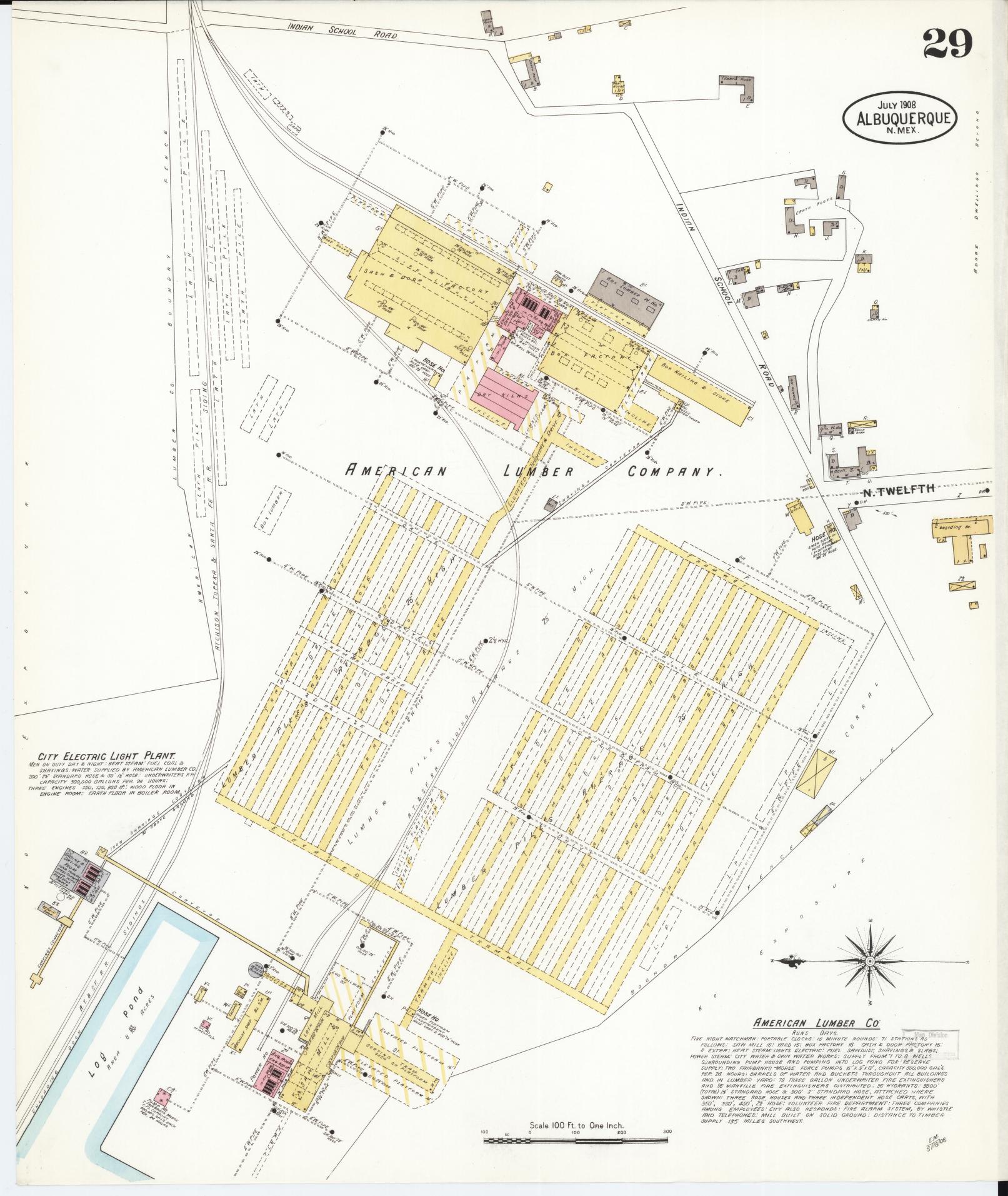 Sanborn Fire Insurance Map from Albuquerque, Bernalillo County, New Mexico (1908), Sheet #0029 - Complete Map Set gallery image, historic Sanborn map, vintage wall art, New Mexico New Mexico