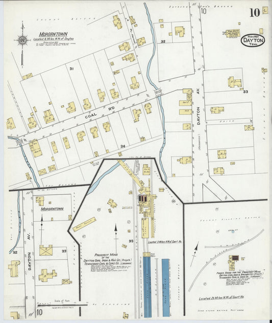 Sanborn Fire Insurance Map from Dayton, Rhea County, Tennessee (1920), Sheet #0010 - Historic Sanborn Fire Insurance Map Print, vintage old map wall art, antique decor, genealogy gift, Tennessee Tennessee map