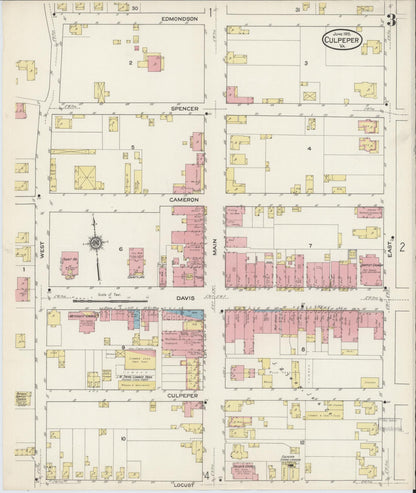 Sanborn Fire Insurance Map from Culpeper, Culpeper County, Virginia (1915), Sheet #0003 - Complete Map Set gallery image, historic Sanborn map, vintage wall art, Virginia Virginia