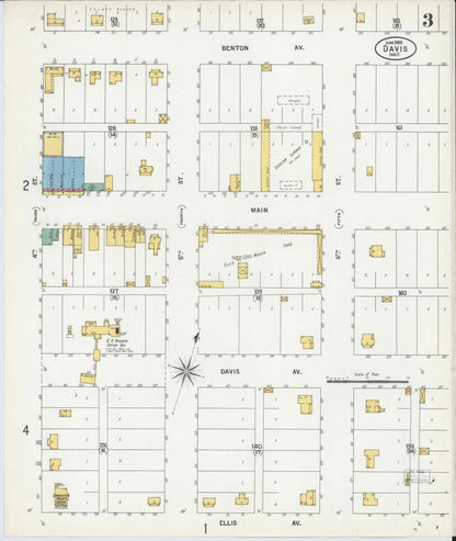 Sanborn Fire Insurance Map from Davis, Murray County, Oklahoma (1900), Sheet #0003 - Complete Map Set gallery image, historic Sanborn map, vintage wall art, Oklahoma Oklahoma