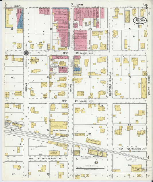Sanborn Fire Insurance Map from Oblong, Crawford County, Illinois (1920), Sheet #0003 - Historic Sanborn Fire Insurance Map Print, vintage old map wall art, antique decor, genealogy gift, Illinois Illinois map