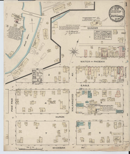 Sanborn Fire Insurance Map from South Haven, Van Buren County, Michigan (1884), Sheet #0001 - Complete Map Set gallery image, historic Sanborn map, vintage wall art, Michigan Michigan