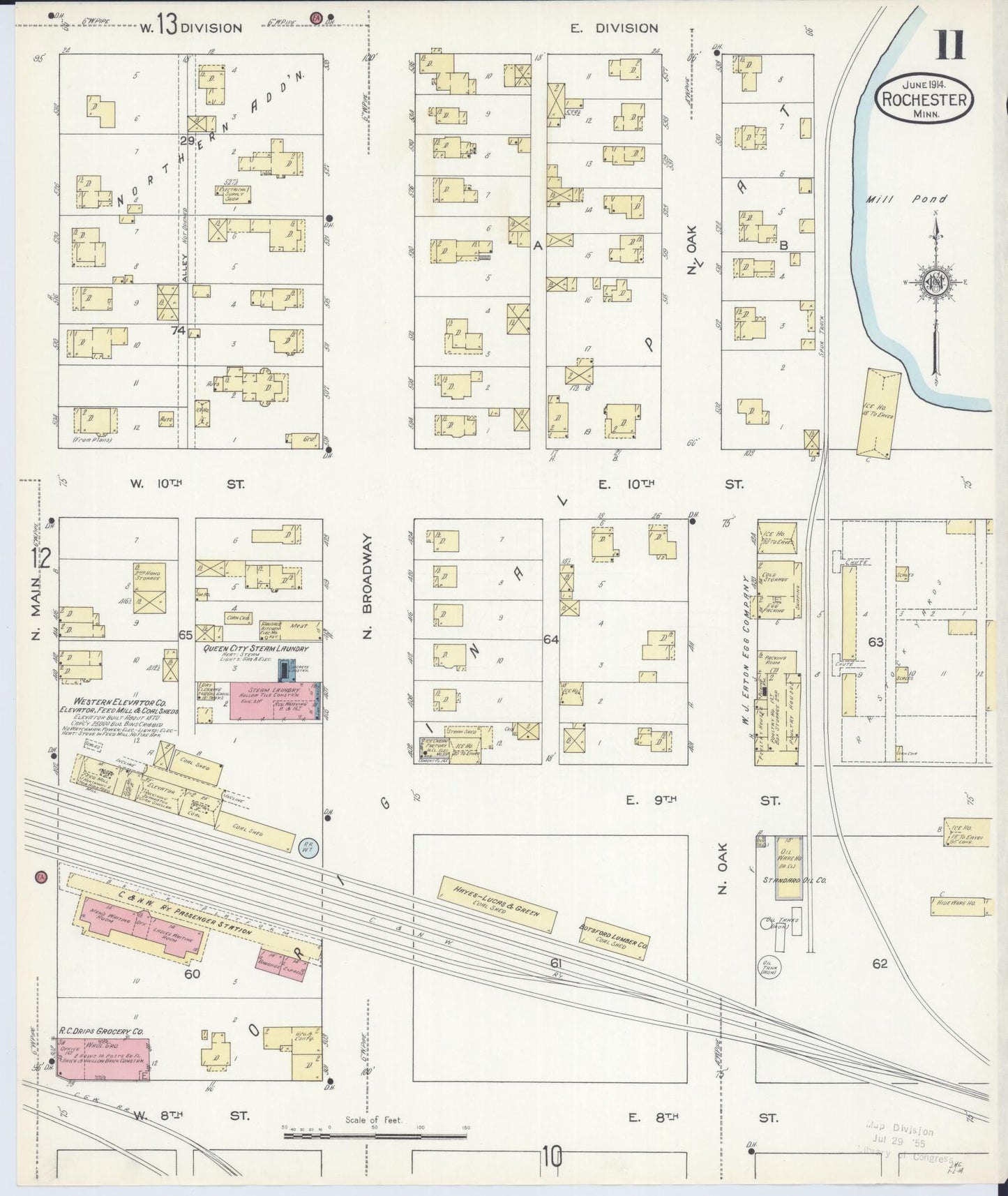 Sanborn Fire Insurance Map from Rochester, Olmsted County, Minnesota (1914), Sheet #0011 - Complete Map Set gallery image, historic Sanborn map, vintage wall art, Minnesota Minnesota