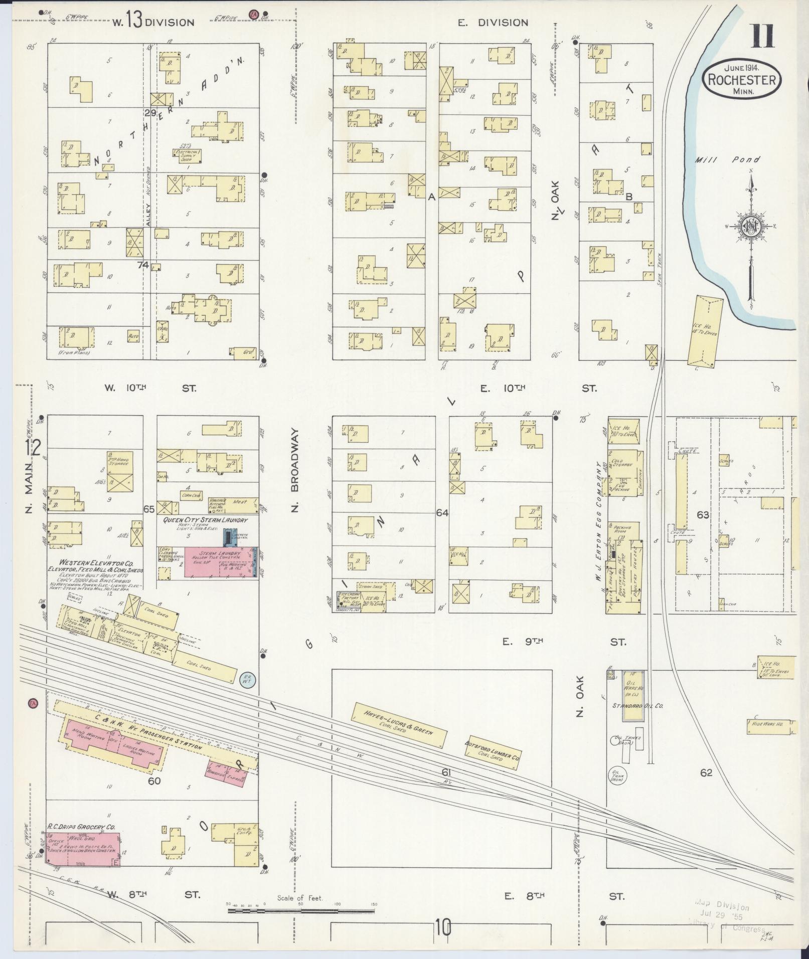 Sanborn Fire Insurance Map from Rochester, Olmsted County, Minnesota (1914), Sheet #0011 - Complete Map Set gallery image, historic Sanborn map, vintage wall art, Minnesota Minnesota