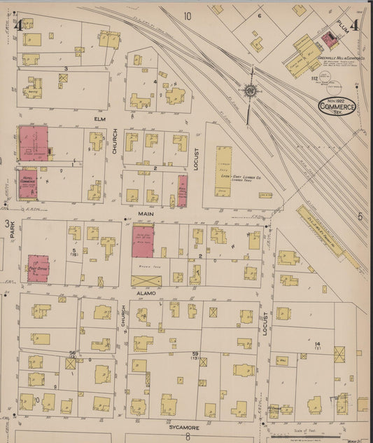 Sanborn Fire Insurance Map from Commerce, Hunt County, Texas (1922), Sheet #0004 - Historic Sanborn Fire Insurance Map Print, vintage old map wall art, antique decor, genealogy gift, Texas Texas map